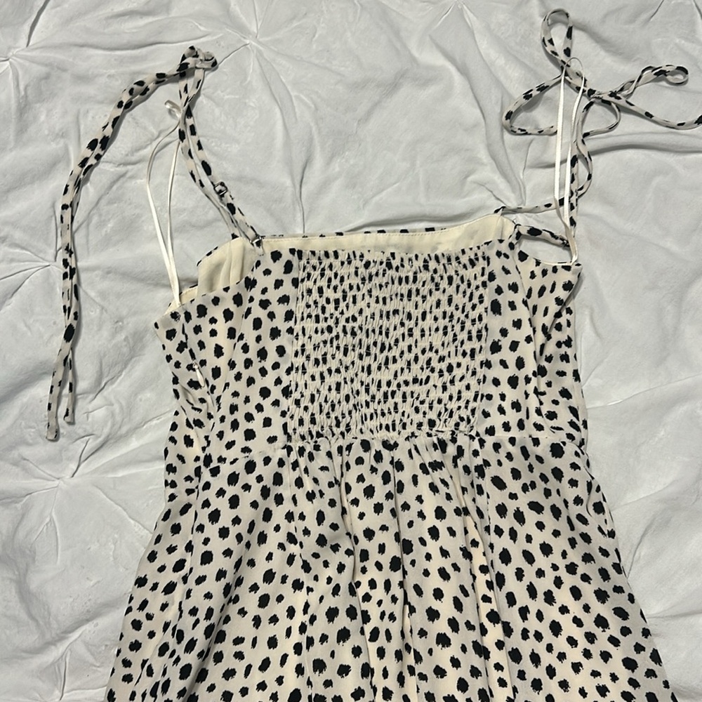 GB Medium Juniors Strappy White Cream Polka Dot Dress Mini Dress - Picture 13 of 16